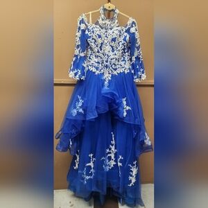 JJ's House Blue and White Lace Gown NWT